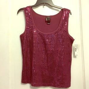 NWT Bisou Bisou Purple Sequins Top
